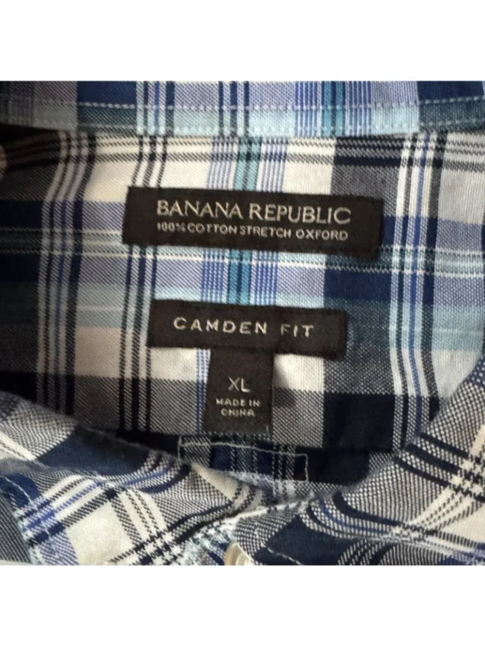 Banana Republic Shirt Men's XL Camden Fit Plaid Button Down 100% Cotton Stretch